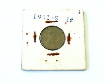 Moneta jednocentowa lub centowa S Lincoln z 1931 r., ocena bardzo dobra, znalezisko z majątku, moneta kolekcjonerska, amerykański sprzedawca, prezent urodzinowy, rzadki zabytkowy grosz