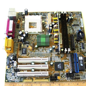 Yellow Computer Circuit Board, Computer Art Parts, Geeky Stuff, Upcycled Computer Supplies, Computer Motherboard, American Product, Recycled