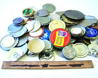 Round Metal Food Can Lids Lot of 85, Metal Art and Craft Supply, Assemblage, Upcycled Food Can Lids, American Product, Recycled Can Lids