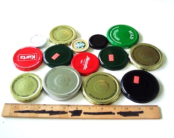 Lote de 14 tapas redondas de metal para latas de comida, material para manualidades y arte en metal, ensamblaje, tapas de latas recicladas, producto estadounidense, tapas de latas recicladas