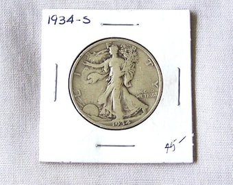 1934 D Walking Liberty Silver Half Dollar, American Product, Collectible Coin, Key Date Coin, Silver Halves