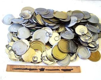 Lote de 150 tapas redondas de metal para latas de comida, ligeramente oxidadas, suministros para arte/manualidades en metal, vendedor estadounidense, tapas de latas de comida recicladas, tapas de latas de comida de hojalata