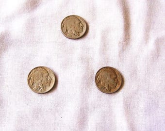 Buffalo Nickels Set of 3, Very Old Nickels, American Product, Rare Nickels, Collectible Coins, Early American Nickels