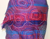Shades of Pink, Pure wool, Hand Embroidered in Circular Motifs, Soft Stole Shawl Wrap Muffler Wrap with 4 Sided Fringe