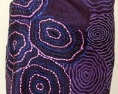 CLEARANCE Shades of Blue, Pure wool, Hand Embroidered in Circular Motifs, Soft Stole Shawl Wrap Muffler Wrap with 4 Sided Fringe