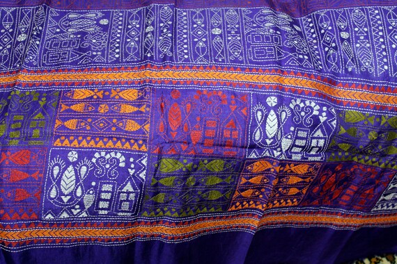 CLEARANCE Vintage Boho Purple Pure Fine Silk, Han… - image 3