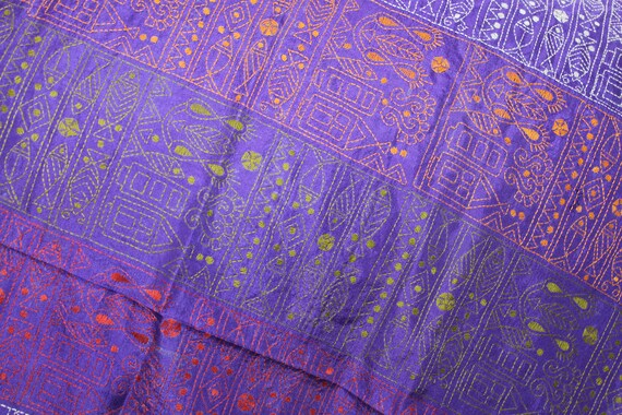 CLEARANCE Vintage Boho Purple Pure Fine Silk, Han… - image 5