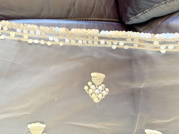 Vintage, Gold Soft Mesh Net with Gold Embroidered… - image 7