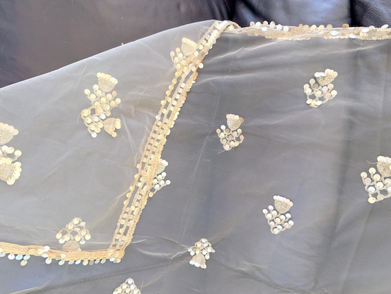 Vintage, Gold Soft Mesh Net with Gold Embroidered… - image 4