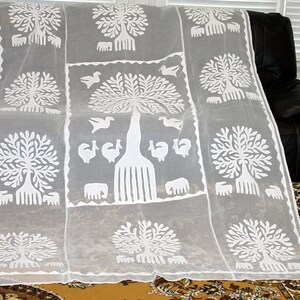 CLEARANCE Vintage Boho Bedspread White Hand Applique Pure Cotton Tree of Life Tapestry Chuppah Wedding Canopy Curtain Coverlet Table Cover