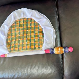Vintage, Hand-crafted, Hand Embellished Fan with Solid Wood Handle Wall Decor Functional OOAK