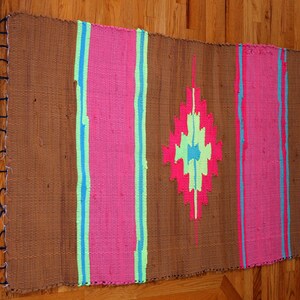 SALE Vintage 3.2x5.5 Feet Brown Washable Dhurrie Rug Southwestern, Navajo Aztec Rug Sofa Throw Wall Hanging Tapestry Picnic Rug Wall Hanging