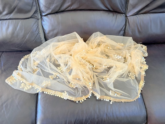 Vintage, Gold Soft Mesh Net with Gold Embroidered… - image 8