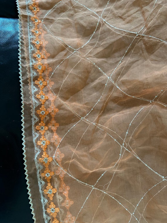 Vintage, Gold Sequins and Orange, Gold Embroidery… - image 7