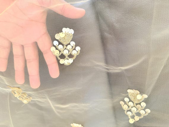 Vintage, Gold Soft Mesh Net with Gold Embroidered… - image 5
