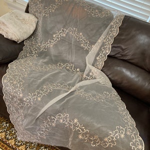 Boho Rose Gold Sequins and Silver Embroidery on Off White, Soft Pure Organza Fabric: use for Wrap, Dupatta Bridal Veil Chuppah Canopy