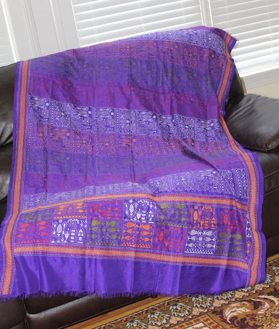 CLEARANCE Vintage Boho Purple Pure Fine Silk, Han… - image 1