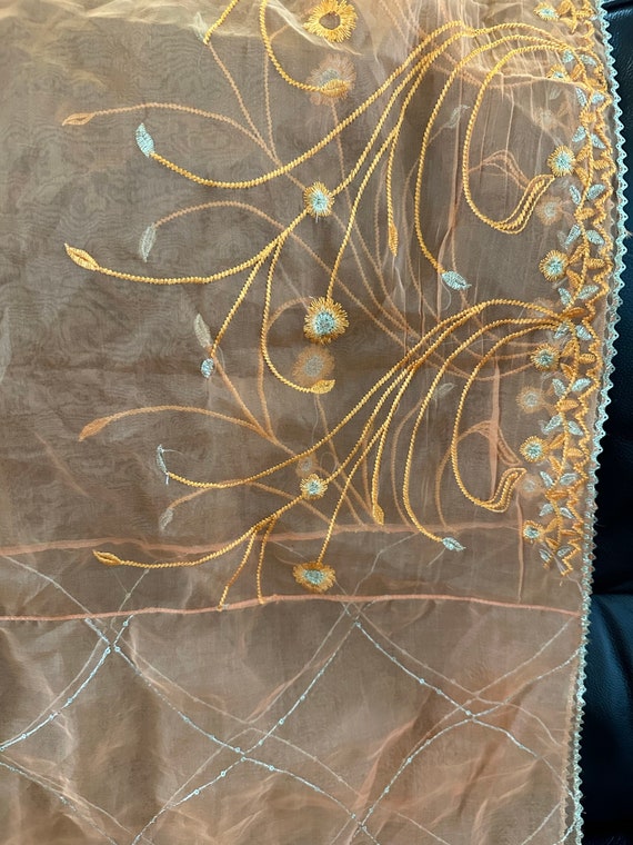 Vintage, Gold Sequins and Orange, Gold Embroidery… - image 6