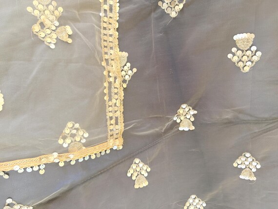 Vintage, Gold Soft Mesh Net with Gold Embroidered… - image 3