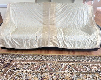 7x7.3 Feet Gold Woven Jacquard Tree of Life Motifs on Gold Soft Fine Silk Blend, Sequin Embroidered Lace Chuppah Covering Wedding Canopy