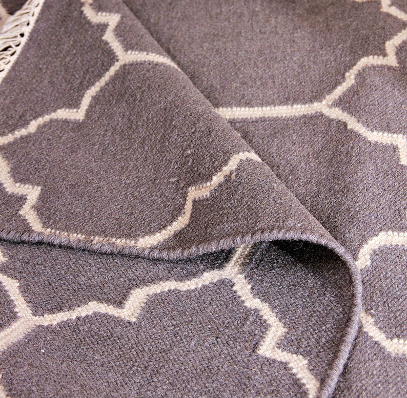 CLEARANCE Vintage Dhurrie Rug Gray Grey 4x6 ft Lattice Etsy