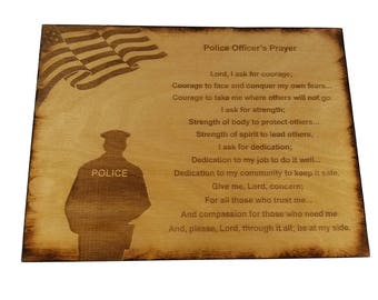 Police Officer Prayer Wall decor with American Flag - Police Silhouette - Police Gift Law Enforcement