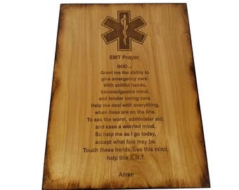 EMT Prayer 8.5" x 11.5" Sign - EMT Graduation - Emergency Medical Technician