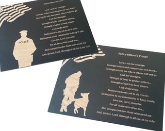 Police Officer Prayer Wall decor with American Flag - Black - Police Gift - K9 Unit - Law Enforcement