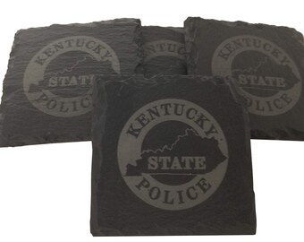 Kentucky State Police Slate Coaster Set - KY Trooper Gift