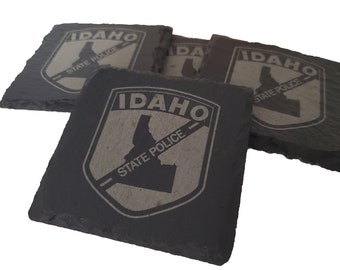 Idaho State Police Slate Coaster Set - Idaho State Trooper Graduation Gift - State Police - ISP Law Enforcement