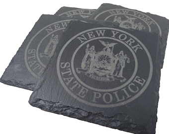 New York State Police Trooper Slate Coaster Set - NY State Police - NYSP Graduation Gift