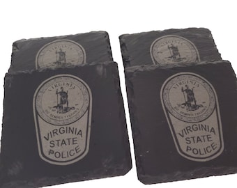 Virginia State Police Slate Coaster Set - VA State Trooper - VSP Graduation Gift