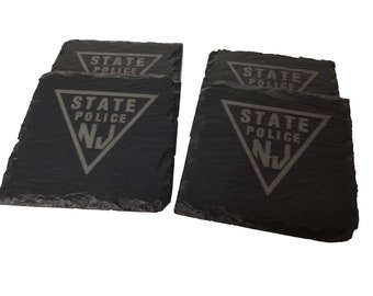 New Jersey State Police Slate Coaster Set - NJSP Graduation Gift - State Police