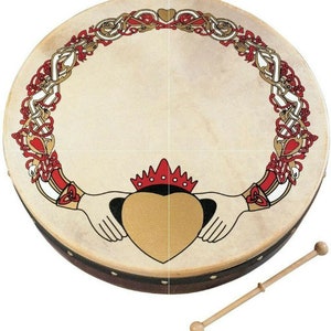Walton&#39;s 8&quot; Irish Bodhran & Beater - Claddagh Design