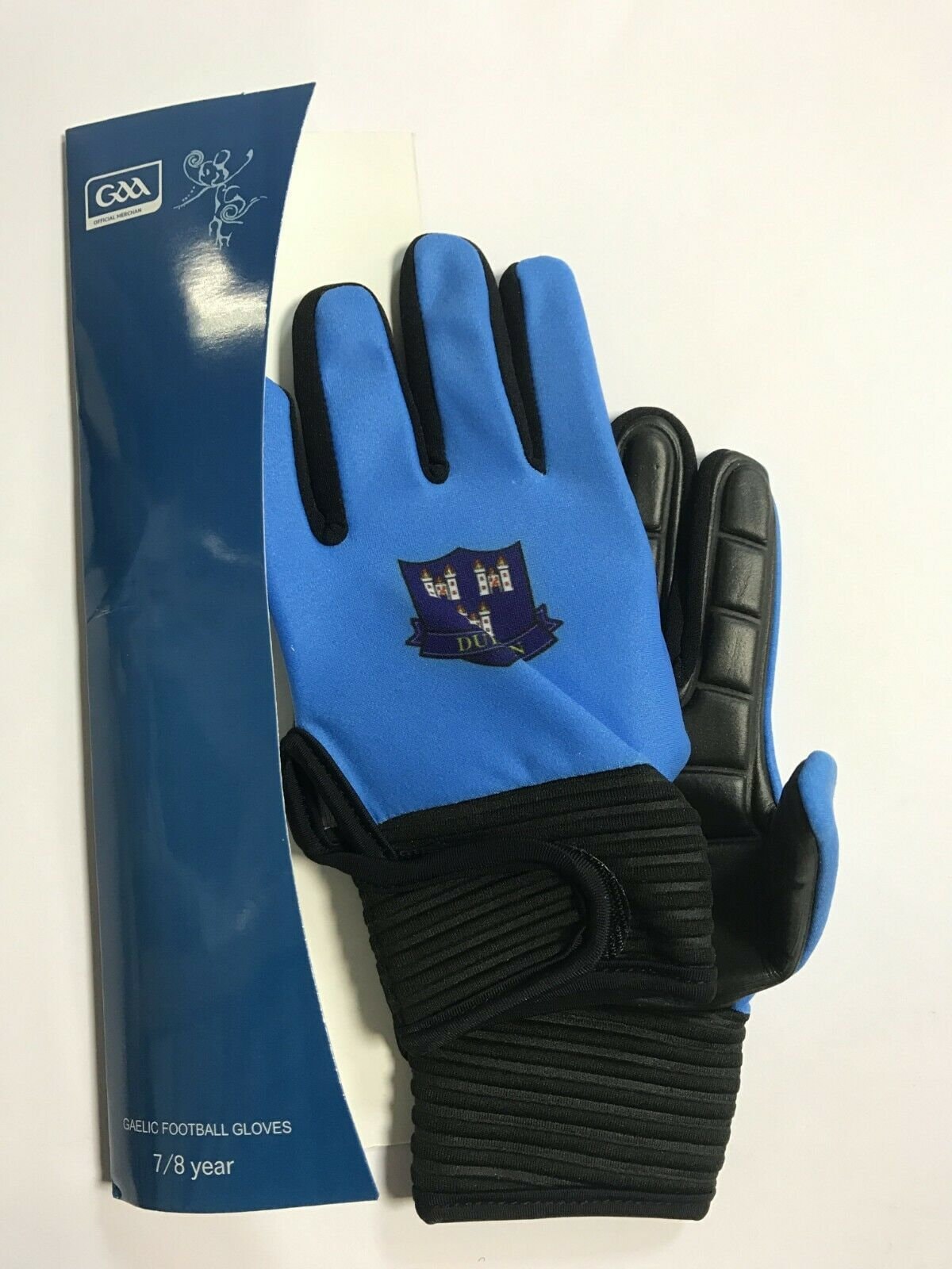 Black and 2024 blue football gloves
