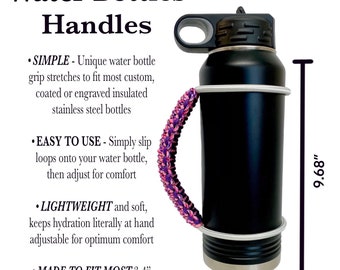 Purple Diamonds & Stripes Water Bottle Handle, Paracord Water Flask Holder  Elastic Cord Epoxy Coated, Stainless Steel, Glitter, Vinyl Bottle 