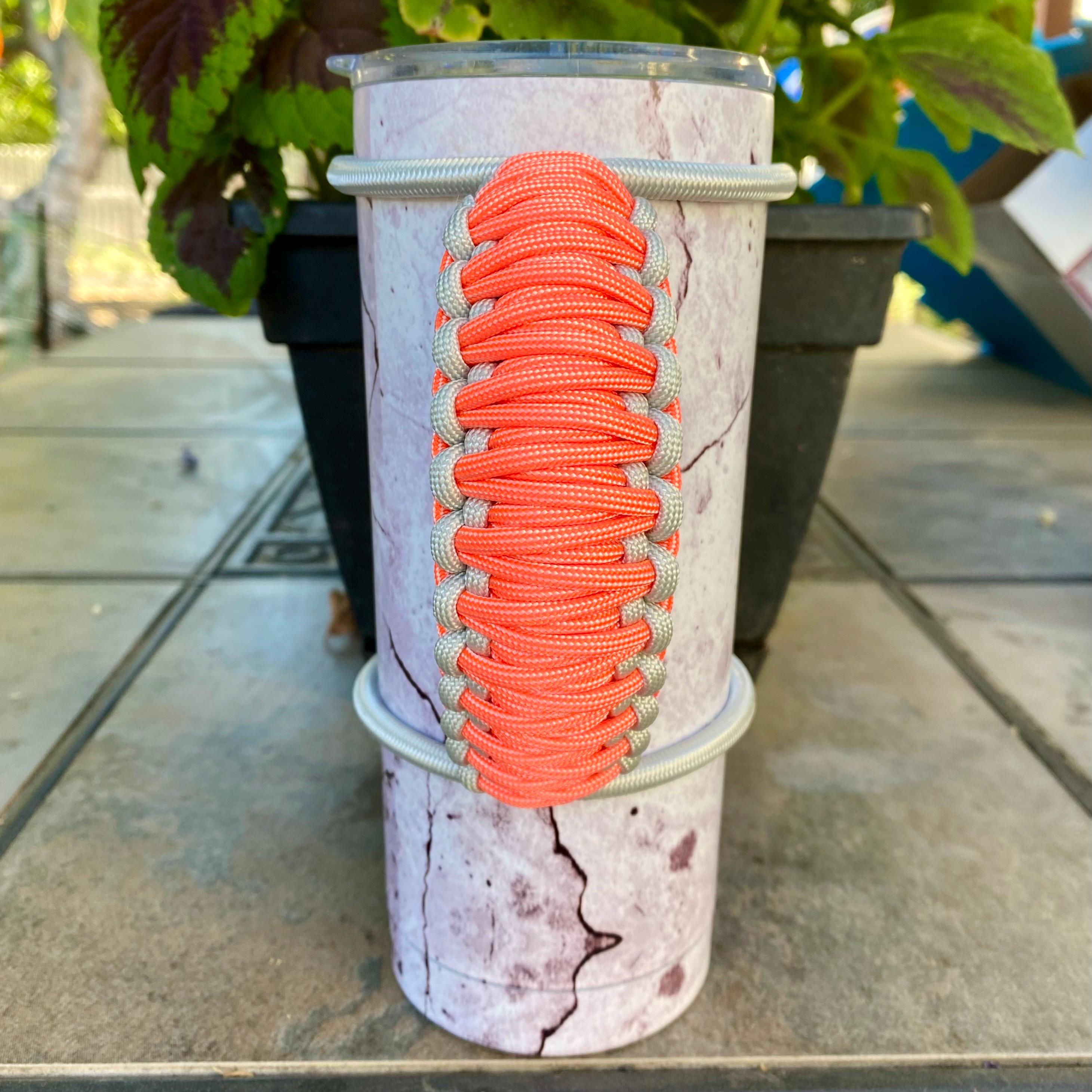 Orangesicle Paracord Tumbler Handle: Fits 20/24oz Epoxy Coated Skinny Tumblers
