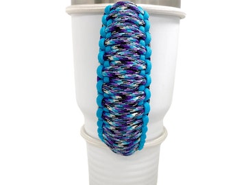 Handmade Paracord Tumbler Handle: Turquoise Mountain 30oz Short Tumbler