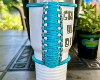 Handmade Turquoise Paracord Tumbler Handle: Fits 30 oz Tumblers