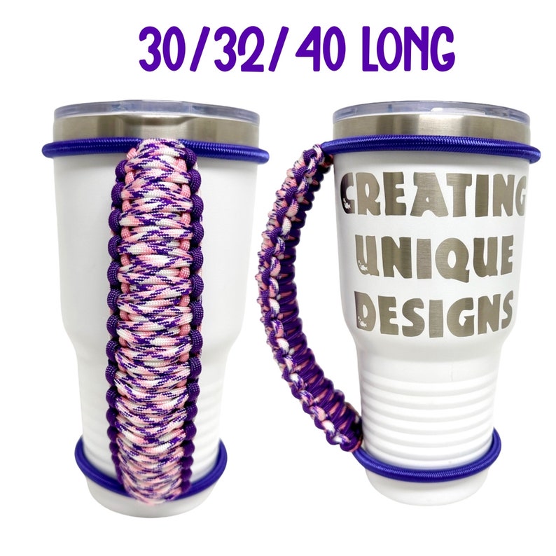 Aloha Pink Purple Tumbler Handle, Paracord Fits Epoxy Coated Tumblers Travel Mugs Skinny Cups Stainless Steel Tumblers 20 30 32 40 Oz image 8