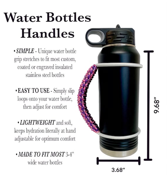 Water Bottle Handle, Paracord Water Flask Holder for Epoxy Coated,  Stainless Steel, Glitter Water Bottles Green Shockwave Midnight Blue 