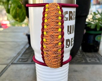 Handmade Paracord Tumbler Handle: Fall Yellow Burgundy, 30/40oz