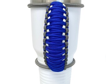 30/40oz Short Length Charcoal Gray Electric Blue White Handle Only Blue Handmade Elastic Tumbler Handles Made to fit most 30 32 40 oz 30/40oz Short Length Charcoal Gray Electric Blue White Handle Only Blue Handmade Elastic Tumbler Handles Made to fit most 30 32 40 oz