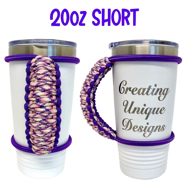 Aloha Pink Purple Tumbler Handle, Paracord Fits Epoxy Coated Tumblers Travel Mugs Skinny Cups Stainless Steel Tumblers 20 30 32 40 Oz image 6