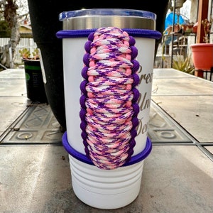 Aloha Pink Purple Tumbler Handle, Paracord Fits Epoxy Coated Tumblers Travel Mugs Skinny Cups Stainless Steel Tumblers 20 30 32 40 Oz image 2