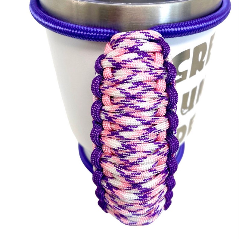 Aloha Pink Purple Tumbler Handle, Paracord Fits Epoxy Coated Tumblers Travel Mugs Skinny Cups Stainless Steel Tumblers 20 30 32 40 Oz image 4