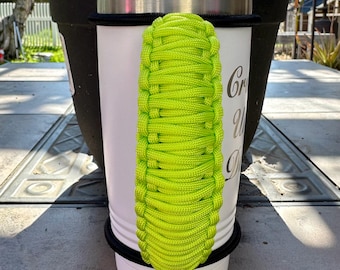 Lime Paracord Tumbler Handle: Fits 20oz Tumblers & Travel Mugs