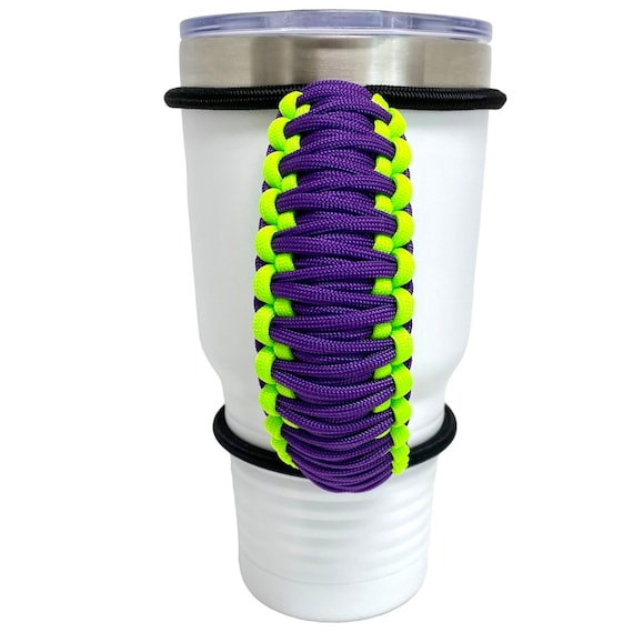 Tumbler Handle, Paracord Elastic Handle Coated Tumblers Travel Mugs Skinny  Stainless Steel Tumblers 20 30 32 40 Oz Purple Neon Green Black 