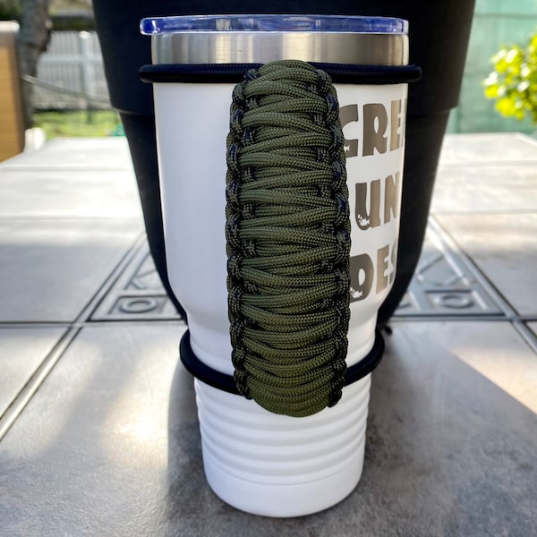 Olive Drab, Black & Digital Camouflage Paracord Handle Coated Tumblers Travel Mugs Skinny Stainless Steel Tumblers 20 30 32 40 Oz