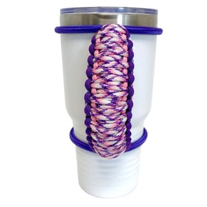 Aloha Pink Purple Tumbler Handle, Paracord Fits Epoxy Coated Tumblers Travel Mugs Skinny Cups Stainless Steel Tumblers 20 30 32 40 Oz image 3